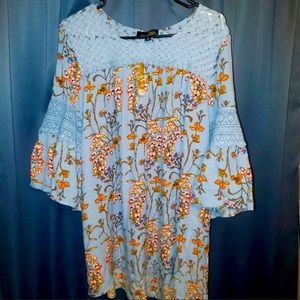 Blue Suzanne Betro floral tunic